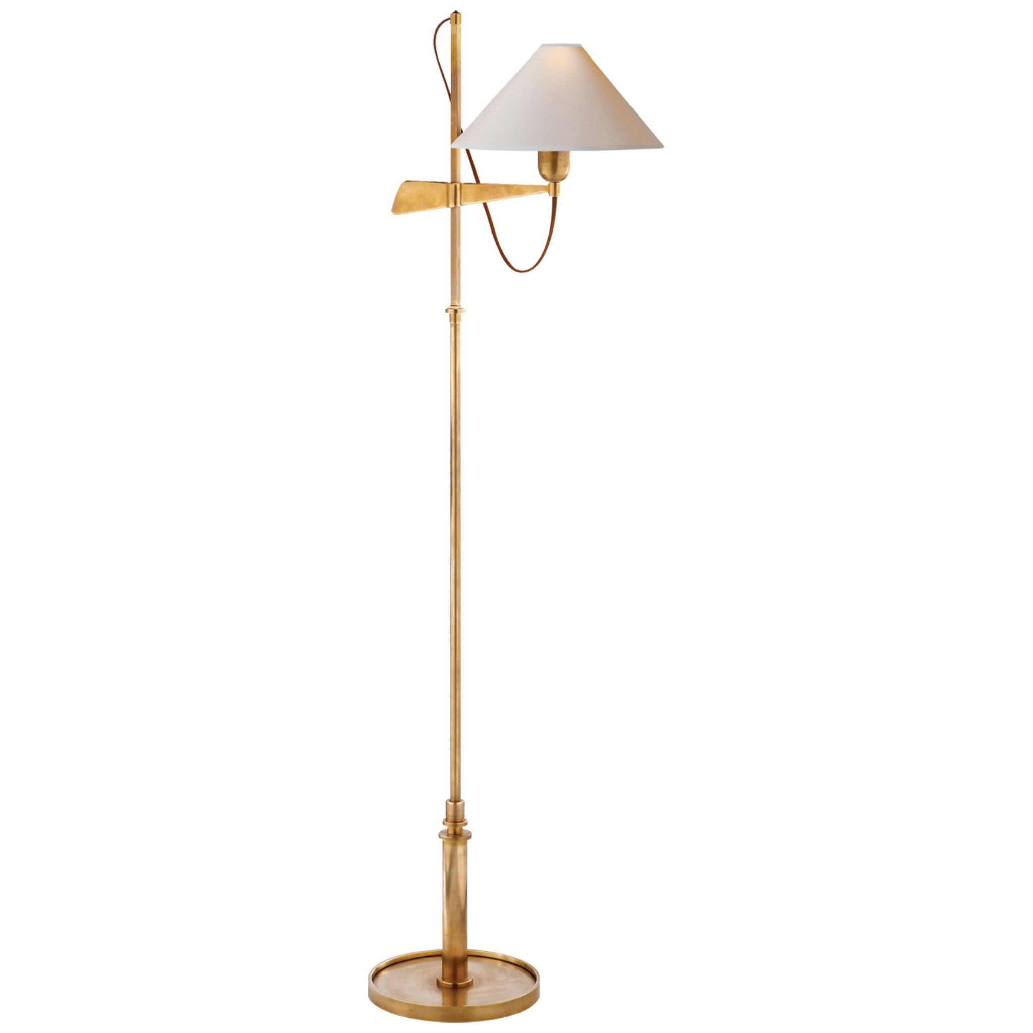 Bridge Arm Floor Lamp in Antique Brass