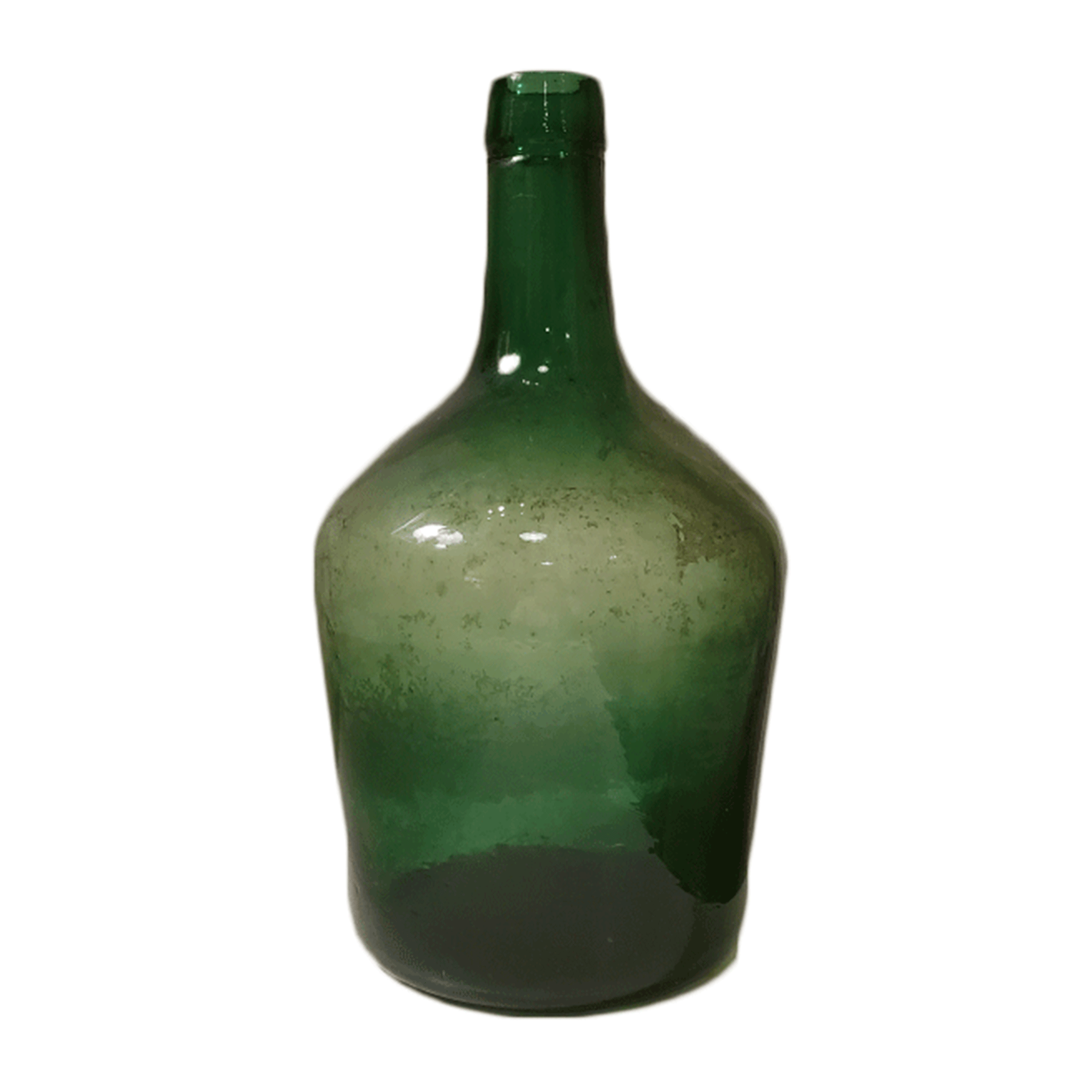 Green Antique Glass Bottle, Medium
