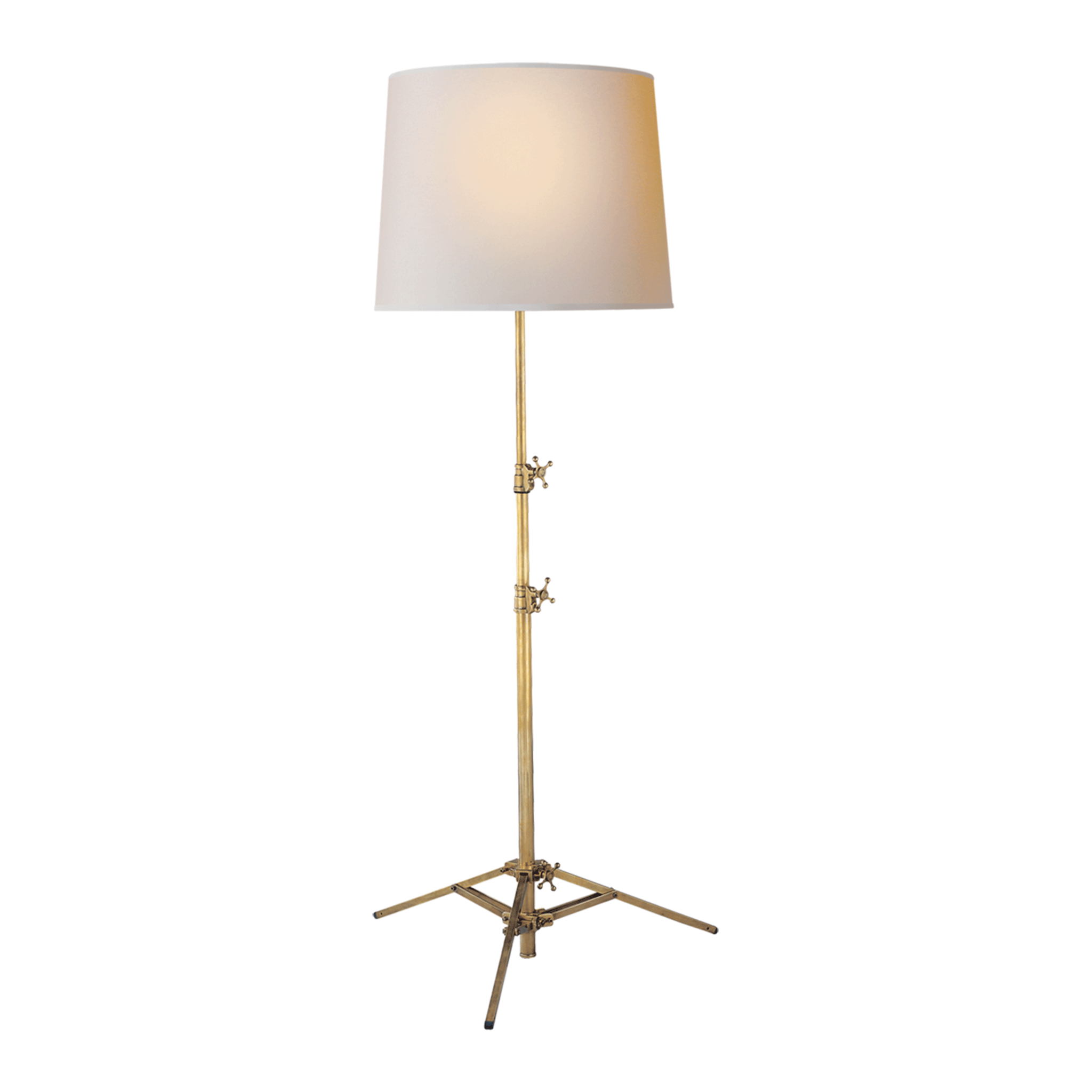 Adjustable Tripod Floor Lamp In Antique Brass